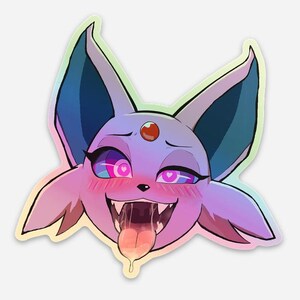 Reverse or Sparkle Holo Psychic Eeveelution Esp Sticker Ahegao Tongue with Heart Hypno Eyes Reverse Holo