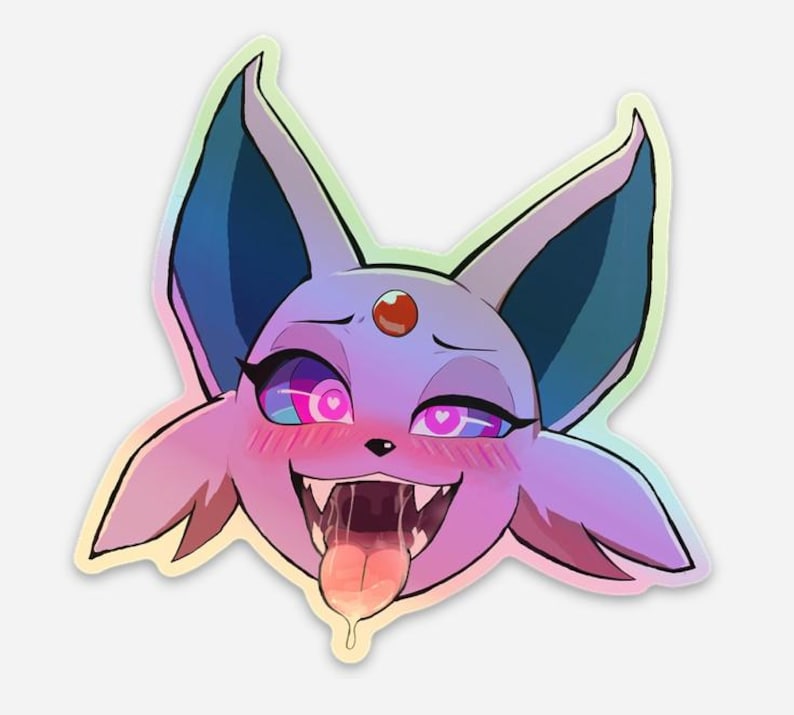 Reverse or Sparkle Holo Psychic Eeveelution Esp Sticker Ahegao Tongue with Heart Hypno Eyes Reverse Holo