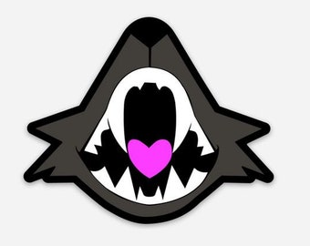 Heart Animal Teethy Mouth Sticker Yummy Wolf Maw with Fangs