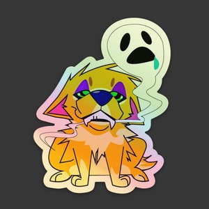 Holo Corgi Ghost/Spirit Hypno Sticker