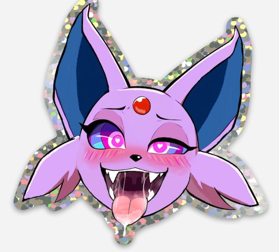 Holo Psychic Eeveelution Esp Sticker Ahegao Tongue with Heart Hypno Eyes