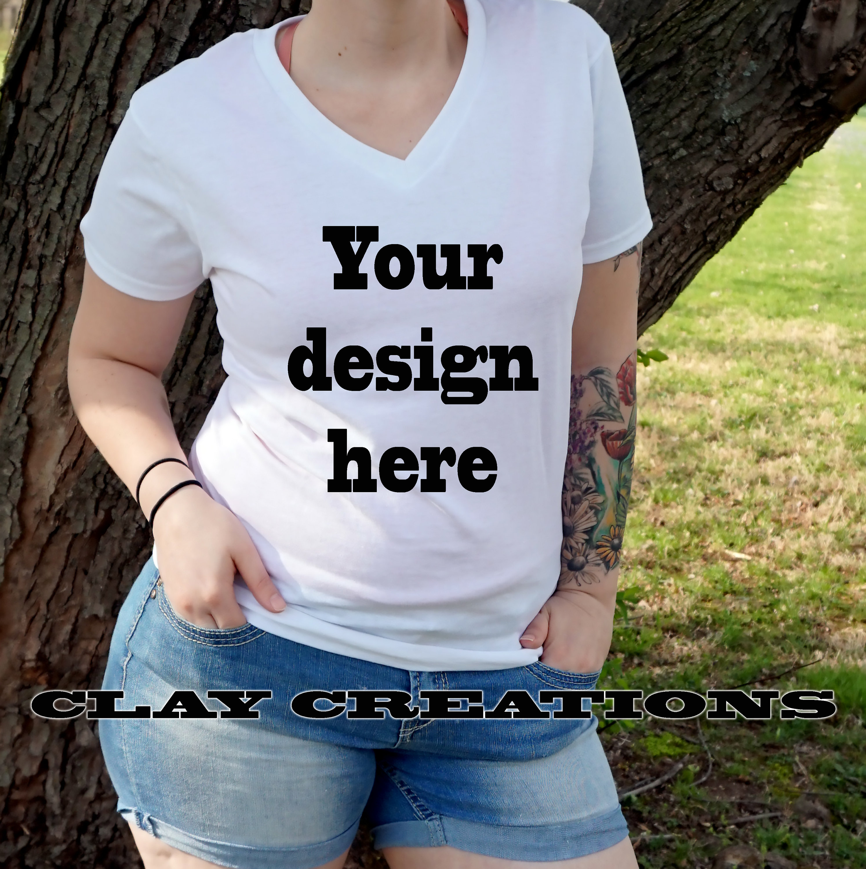 White V Neck T Shirt Mock Up Digital File Template Female - Etsy