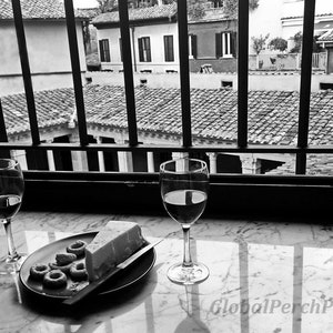 Rome. Wine Art Photo. Ancient Cloister. Wine and Cheese Photo.