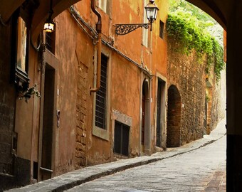 Florence Italy Photo. Tuscan Lane. Arch Photo. Cobblestones.