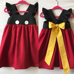 Mickey Mouse Dress, Disney Style Dress, Baby Girls Dress, Girls Dress, Little Girls Dress, Childs Dress, Party Dress, Flutter Sleeve Dress image 1