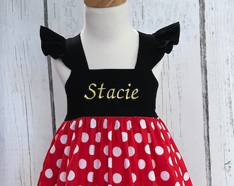 Vestido de algodón con monograma de Minnie Mouse, atuendo de fiesta Disney
