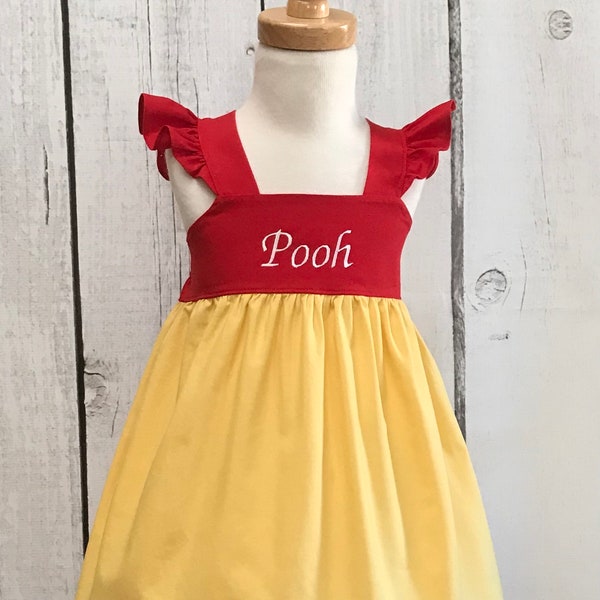 Winnie the Pooh Dress, Disney Dress, Embroider Baby Girls Dress, Little Girls Dress, Pooh Party, Baby Dress, Disneyland, Disney World