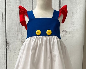 Daisy Duck Dress, Sailor Dress, Monogram Applique, Disney Style Dress, Baby Girls Dress, Little Girls Dress, Party Dress