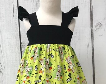 Mickey and Minnie Halloween Dress, Disney Style Dress, Baby Dress, Little Girls Dress, Holiday Party Dress, Toddler Dress