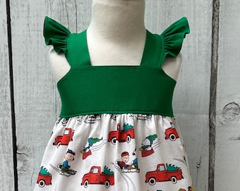 Charlie Brown, Snoopy Christmas Dress, Peanuts Dress, Embroidery, Christmas Dress, Baby Dress, Little Girls Dress, Party Dress, Toddler