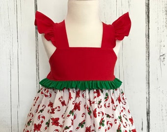 Christmas Baby Dress, candy Cane Baby Dress, Xmas Baby Girl Dress, Baby Dress, Little Girls Dress, Party Dress, Holiday Dress