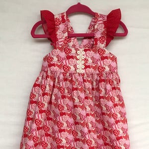 Valentine Day Dress, Baby Girls Dress, Heart Candy Dress, 12 Month Ready to Ship, Baby Dress, Little Girls Dress, Flutter Sleeve Dress