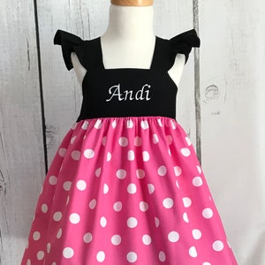 Minnie Mouse Dress, Minnie Dress, Pink Minnie Mouse Dress, Little Girls Dress, Baby Girls Dress, Flutter Sleeve Dress, Toddler Dress