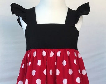 Minnie Mouse Dress, Minnie Dress, Embroidery Disney Style Dress, Baby Girls Dress, Little Girls Dress, Minnie Mouse Party Dress, Disneyland