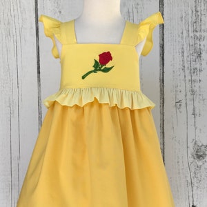 Belle Dress, Rose, Disney Style Dress, Belle Baby Dress, Girls Belle Dress, Toddler Belle Dress, Princess Dress