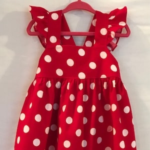 Minnie Mouse Dress, Disney Style Dress, Monogram Red White Dress, Baby Girls Dress, Little Girls Dress, Minnie Mouse Party Dress