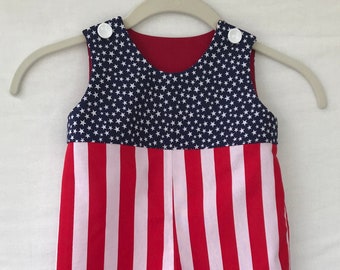 Boys 4th of July JonJon, Baby Boy Flag Outfit,  Boys Flag Shorts, Boys Onsie, Romper