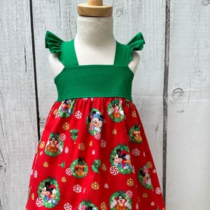Mickey and Minnie Christmas Dress, Disney Style Dress, Baby Dress, Little Girls Dress, Holiday Party Dress, Toddler Dress