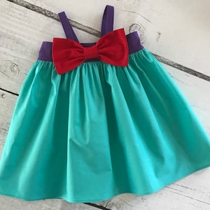 Ariel Dress, Little Mermaid Dress, Disney Dress, Princess Dress, Big Bow Dress, Party Dress, Baby Girls Dress, Little Girl Dress, Baby Dress
