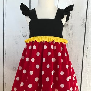 Minnie Mouse Dress, Minnie Dress, Monogram Disney Style Dress, Baby Girls Dress, Little Girls Dress, Minnie Mouse Party Dress