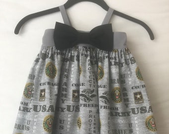 Army Baby Dress, Military Ceremony, Patriotic Baby Dress,  Baby Girls Dress, Little Girls Dress