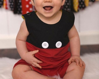 Boys Mickey Mouse JonJon, Monogram, Applique, Baby Boy Disney Outfit,  Boys Shorts, Boys Onesie,