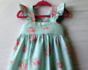 Flower Girl Dress, Baby Girls Dress, Little Girl Dress, Aqua Dress, Toddler Dress, Childs Dress, Dress, Party Dress, Flutter Sleeve Dress