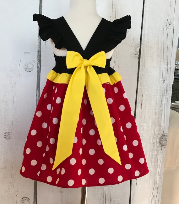 Minnie Mouse Dress Minnie Dress Monogram Disney Style Dress Baby Girls Dress Little Girls Dress Minnie Mouse Party Dress