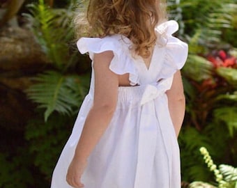 Flower Girl Dress, Baby Girls Dress, Monogram, Applique, Little Girls Dress, Toddler Dress, Childs Dress, First Communion, White Dress