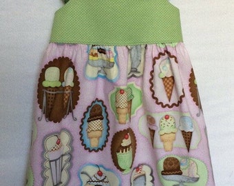 Ice Cream Dress, Embroider Baby Girls Dress, Girls Clothing, Toddler Dress, Childs Dress, Little Girls Dress, Party Dress