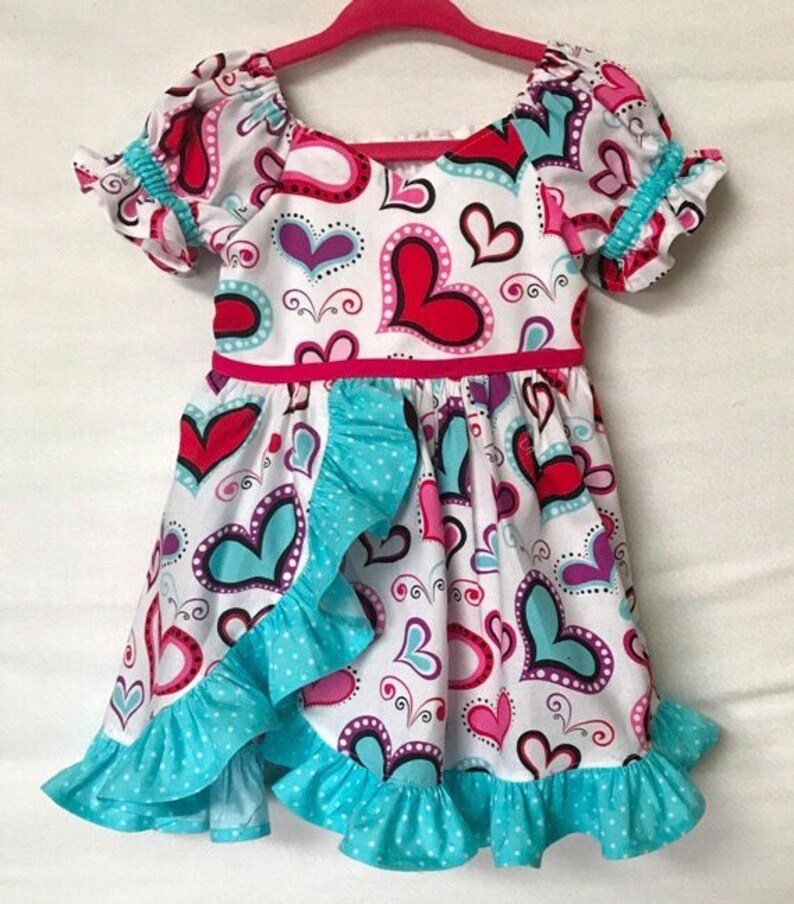 Valentines Day, Baby girl Dress, Little Girls Dress, Valentines Dress, Heart Dress, Baby Dress, Toddler Dress, Ruffle Dress image 1