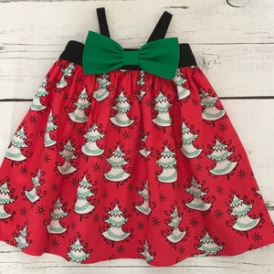 Christmas Tree Dress, Baby Girl Dress, Little Girl Dress, Holiday Dress,  Baby Christmas Dress, Toddler Dress, Big Bow Dress, Party Dress