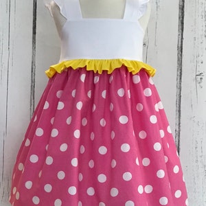 Minnie Mouse Dress, Pink Minnie Dress, Disney Style Dress, Baby Girls Dress, Little Girls Dress, Minnie Mouse Party Dress