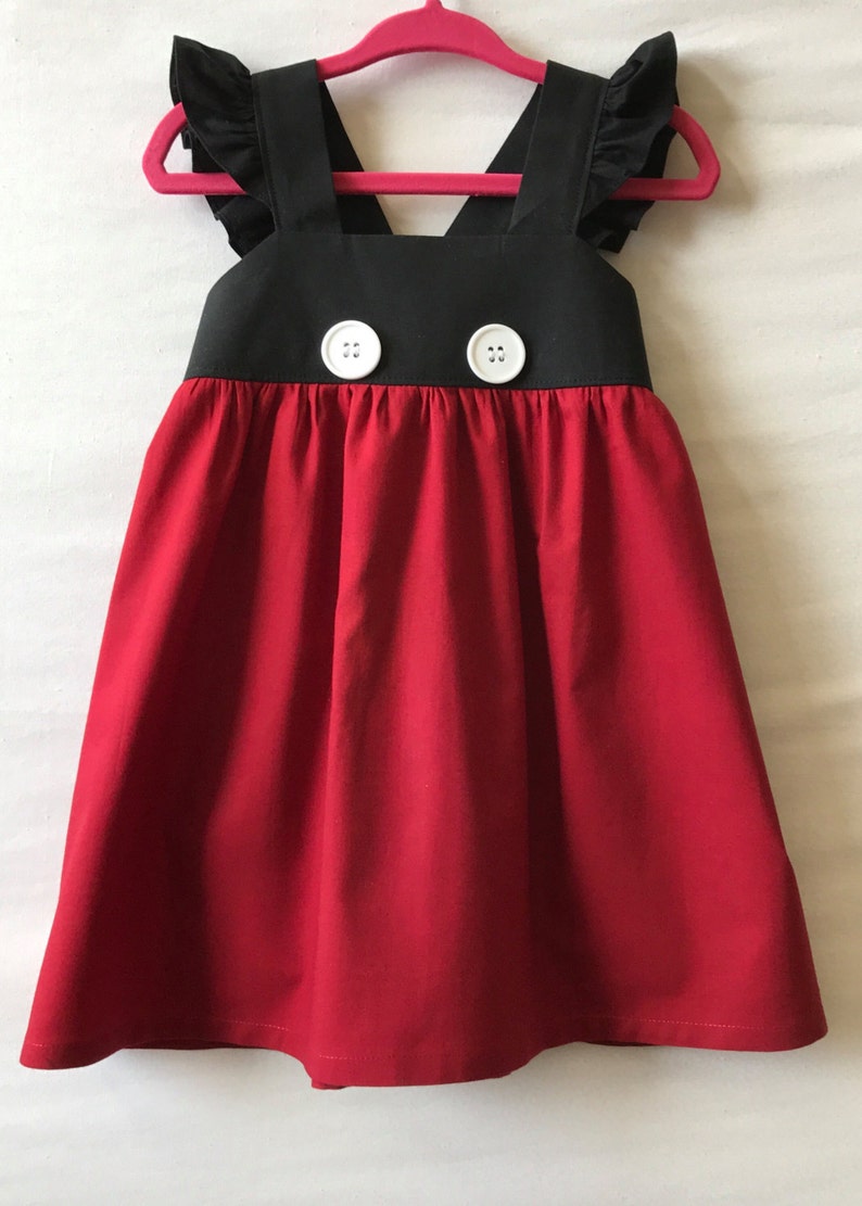 Mickey Mouse Dress, Disney Style Dress, Baby Girls Dress, Girls Dress, Little Girls Dress, Childs Dress, Party Dress, Flutter Sleeve Dress image 3