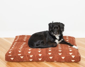 Rust Mudcloth Dog Bed // Medium