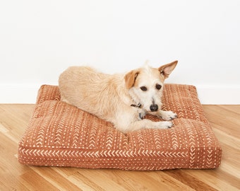 Rust Mudcloth Dog Bed // Small