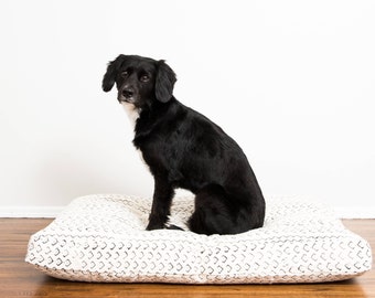 White and Black Mudcloth Dog Bed // Extra Large