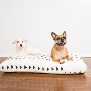 White and Black Mudcloth Dog Bed // Small