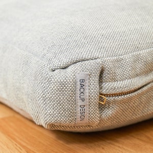 Linen Look Perennials Outdoor Fabric Dog Bed // Medium // Fog image 8