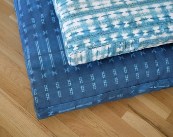 Printed Indigo Shibori Dog Bed  |  Quick Ship  |  Durable Pet Bed