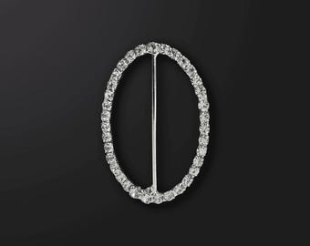 Oval Rhinestone Buckle Slider - Sparkling Slider Buckle for Belts, Sashes, Invitations, DIY Accessories, Wedding Decor, Craft Supplies