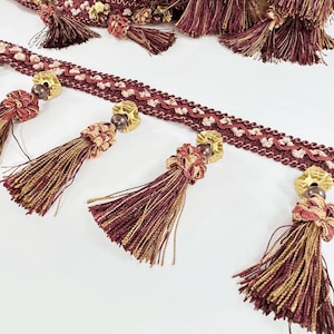 Vintage Style Upholstery Tassel Fringe Trim - Elegant Decorative Trim for Curtains, Pillows, Furniture, Sewing, Craft & Home Decor