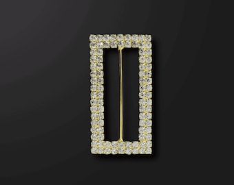 Vintage Clear Rhinestone Buckle Rectangle 1930s to 1950s