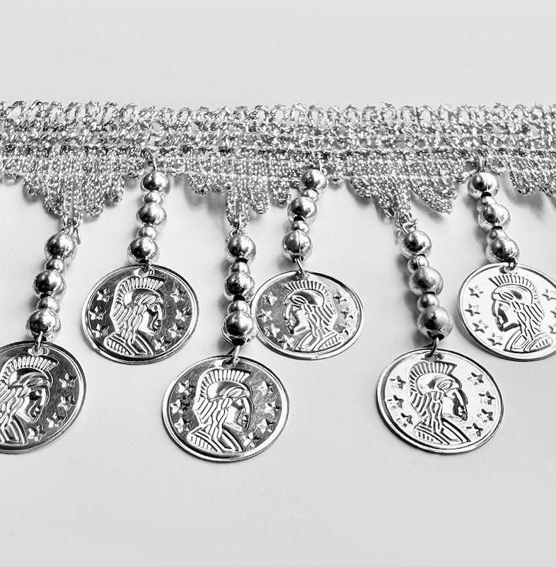 ヴィンテージ　シルバー フリンジ ベリーダンス アクセサリー ダンス衣装・ステージ衣装に☆ビーズフリンジ リストブレスレット(両手