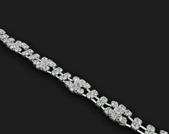 Rhinestone Cluster Chain Trim - Sparkly Crystal Trim for Sewing, Fashion, DIY, Bridal, Wedding, Costumes, Jewelry Making, Crafts