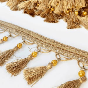 Heritage Luxe Tassel Fringe - Elegant Decorative Trim for Curtains, Pillows, Furniture, Sewing, Craft & Home Decor