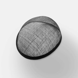 May include: Black hat base made of a fine mesh material with a black trim around the edge.