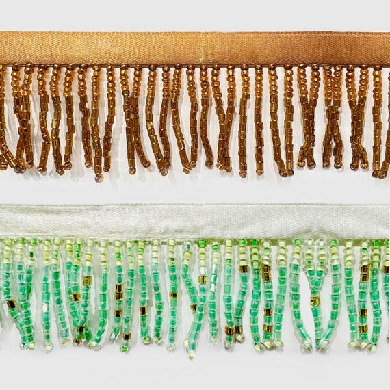1.5” Premium Glass Beaded Fringe Trim – Multiple Colors, High-Quality Craft & Sewing Ribbon by the Yard