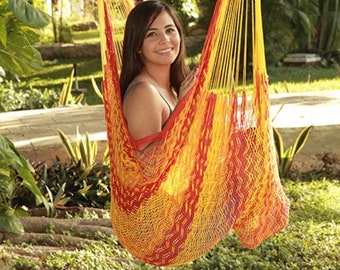 Tequila Chair Hammock • Hand Woven Cotton Sitting Hammock  • Traditionally made Mayan Chair • Fair Trade + FREE Shipping from Maui HI