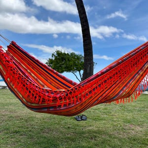 Hammock with Braided Fringe + Inca Patterns • UV & Mildew Resistant For Outdoor Use • Compact + Lightweight FREE Shipping From Maui, Hawaii